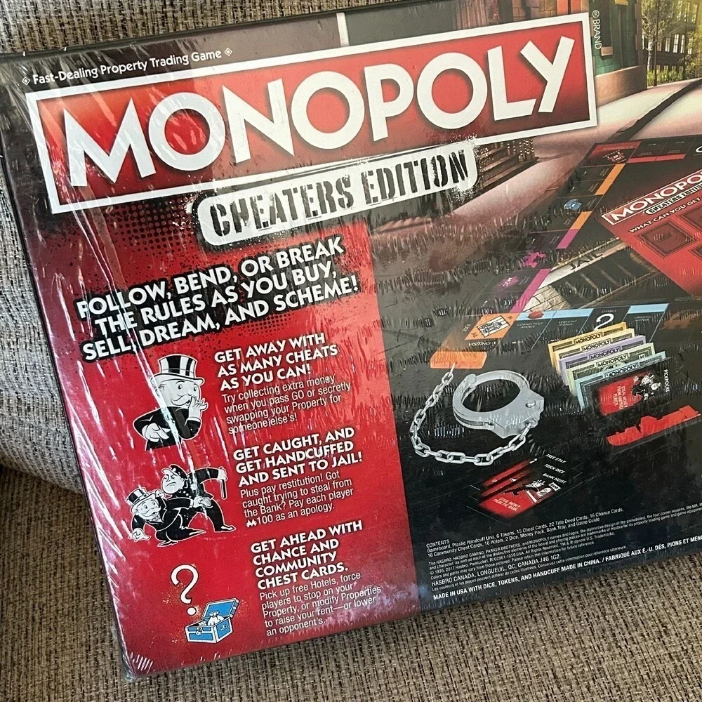 Hasbro Monopoly Cheaters Edition Board Game Family Night Ages 8+ Party Gift NEW